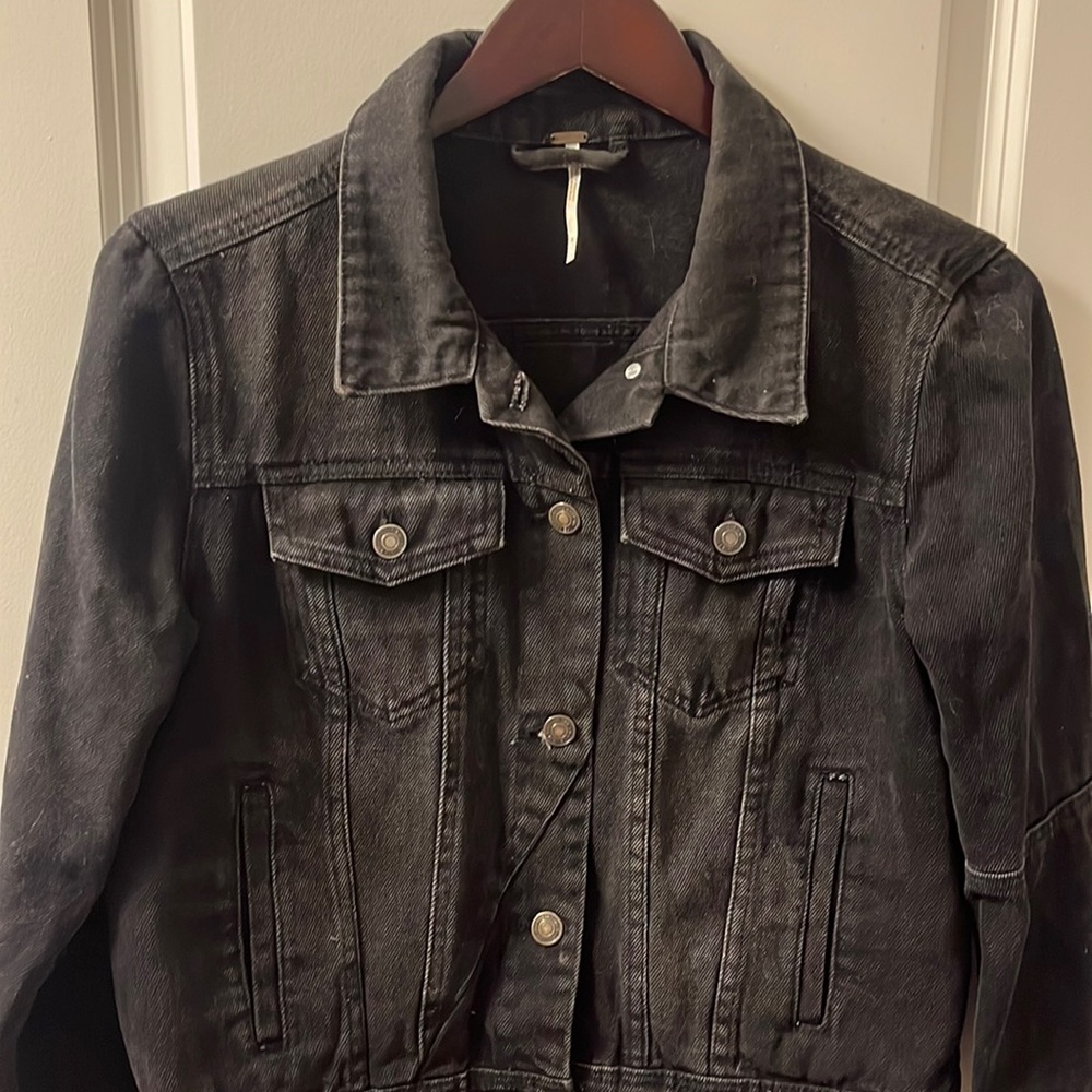 Free People Rumors Black Denim Jacket - Size Small